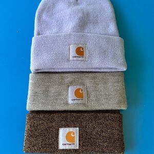 Carhartt Beanie Trio - Light Lavender Gray, Heather Beige, and Heather Brown